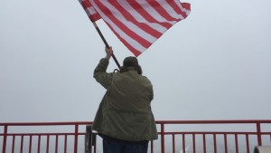 Michael Moore with American Flag.